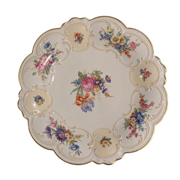 Bavaria Tirschenreuth Other - Bavaria Tirschenreuth Germany Floral Scalloped Porcelain Plates Pair set of 2